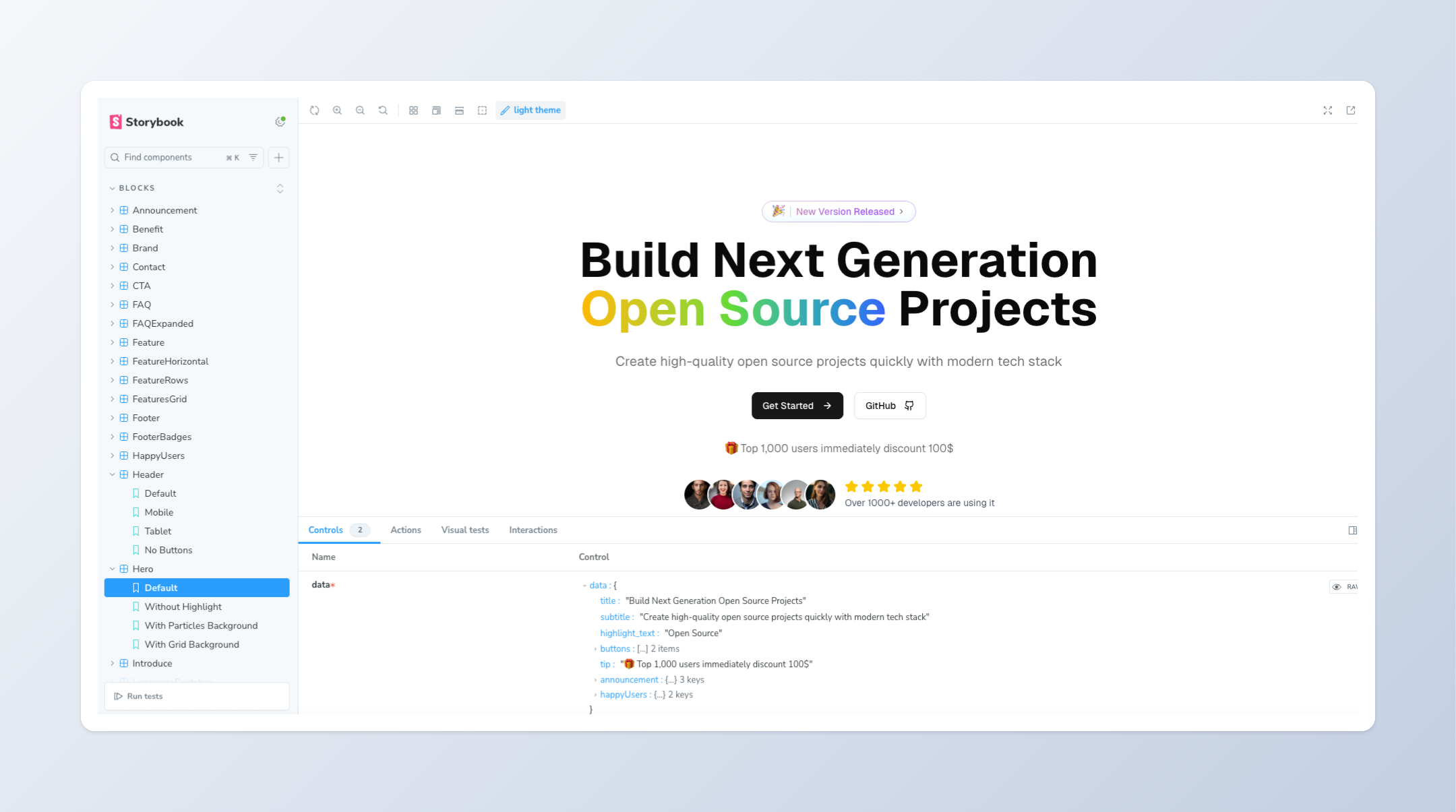 A preview of storybook