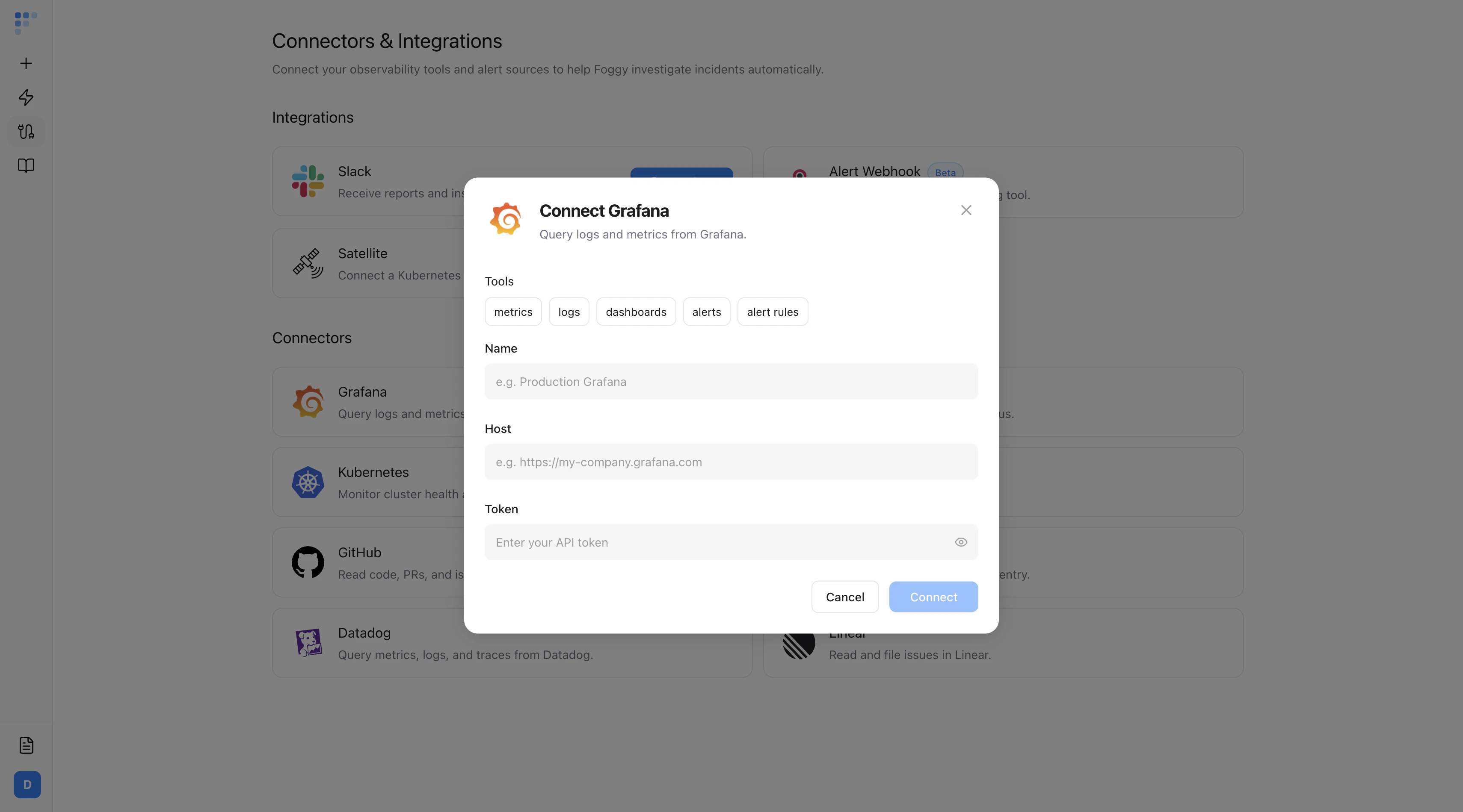 Connector setup form