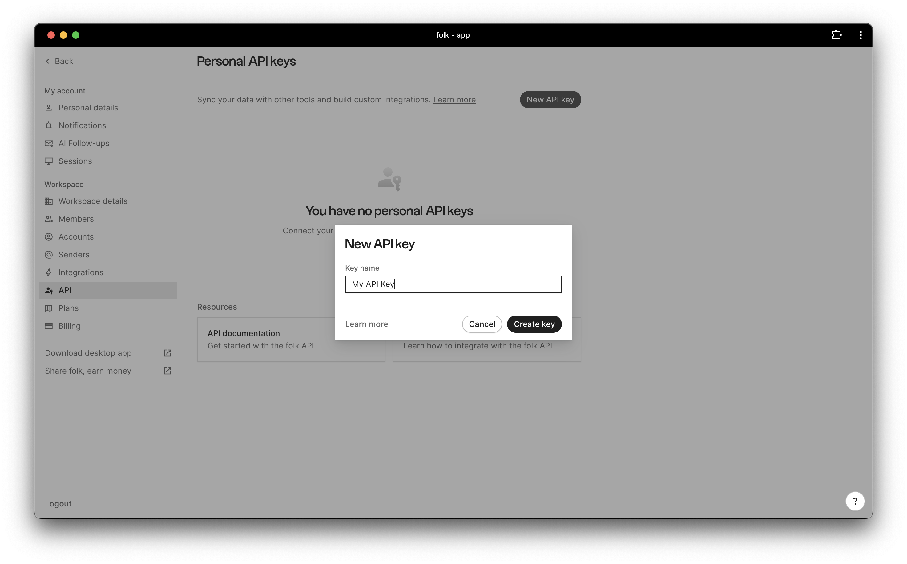 Generate a new API key