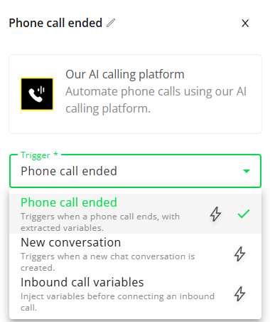 Automatic Call Ended Trigger