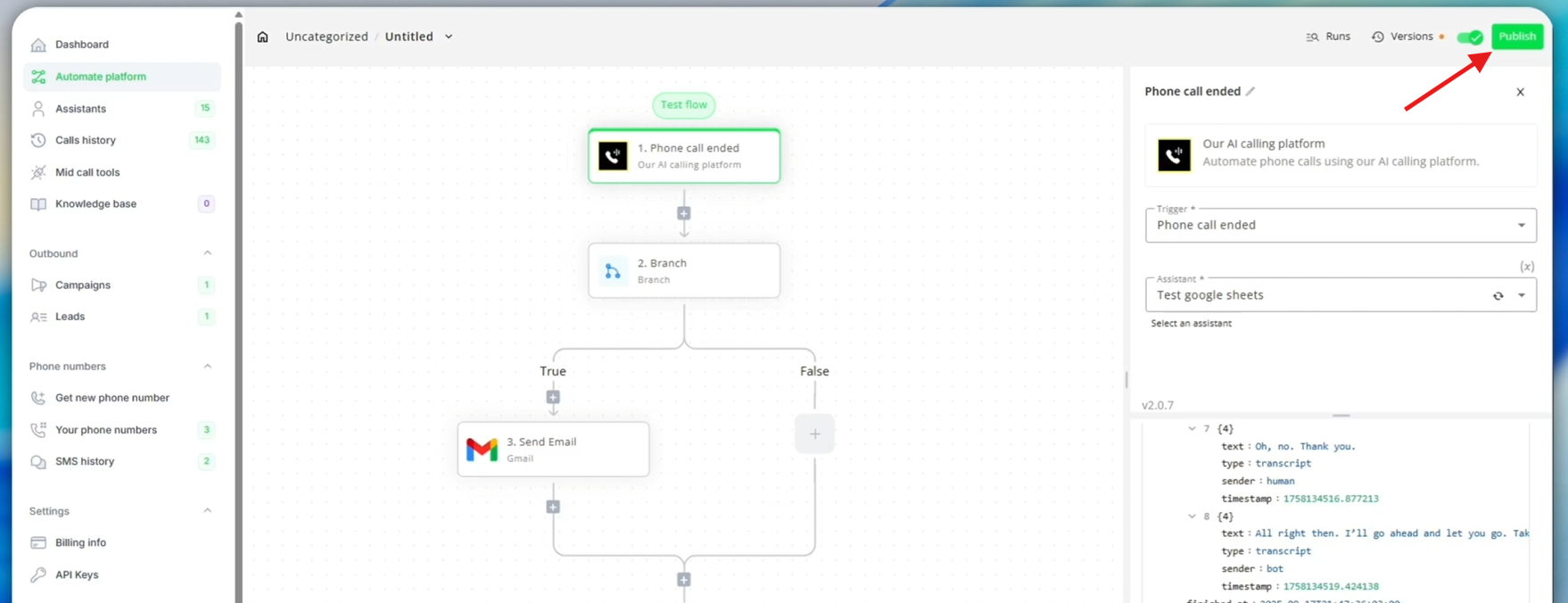 Publishing email automation