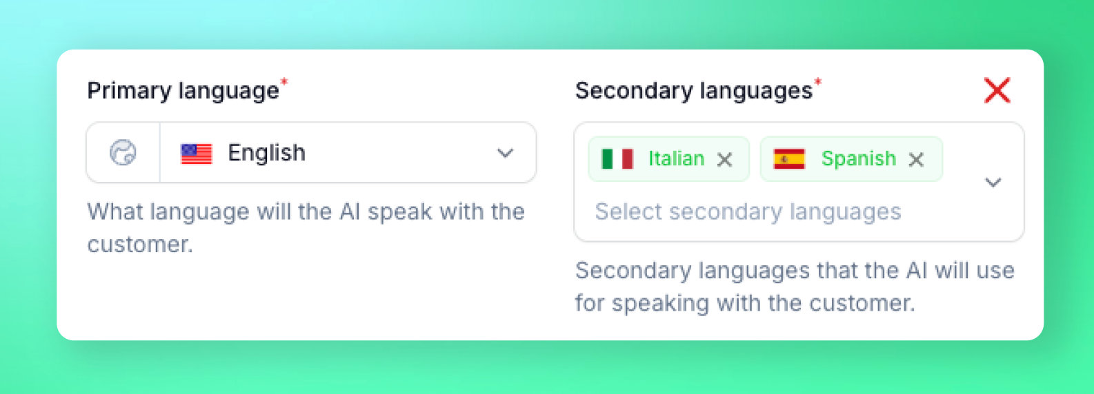 Multi-lingual Assistants Multi-lingual assistants configuration interface
