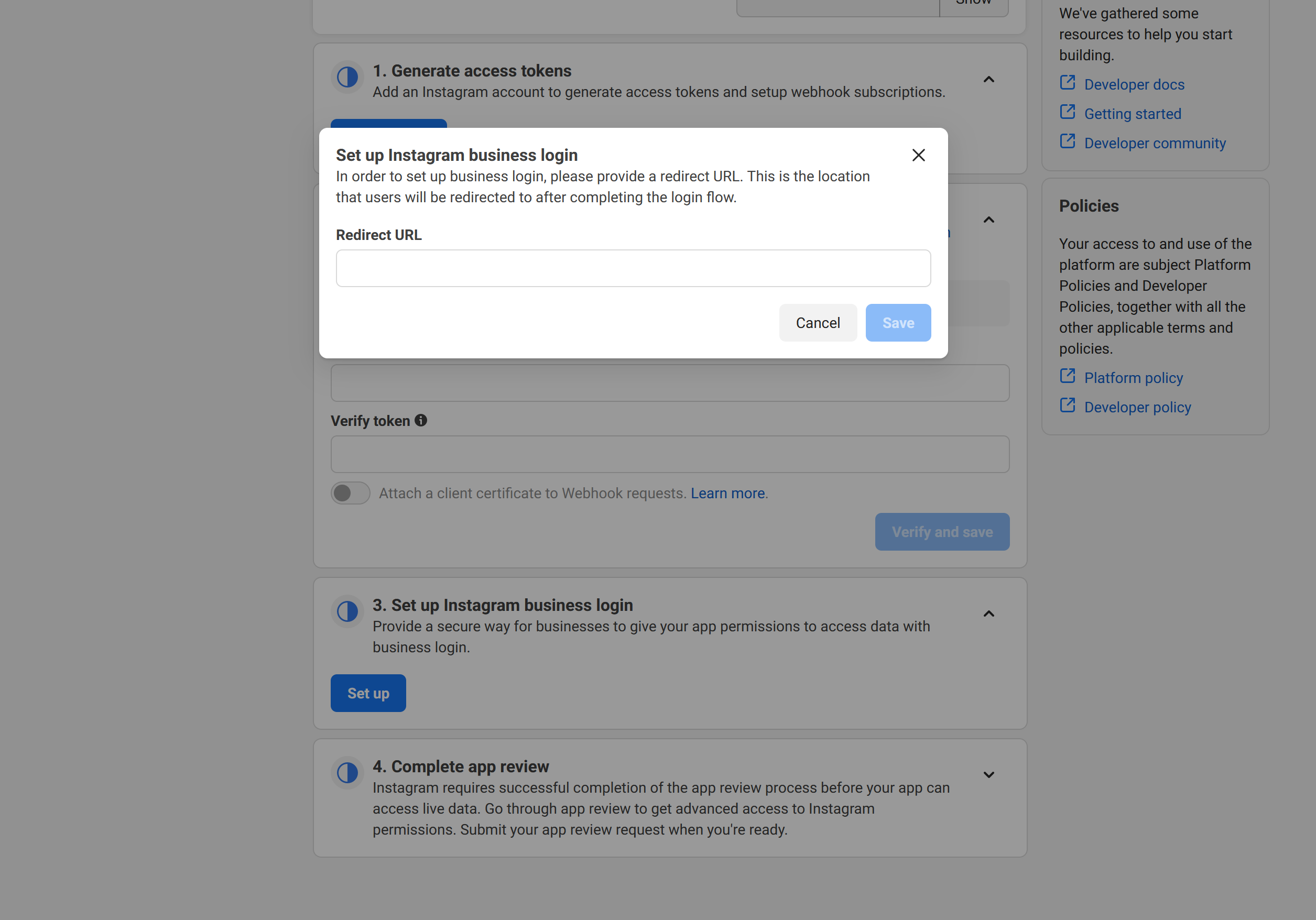 Set up redirect URI
