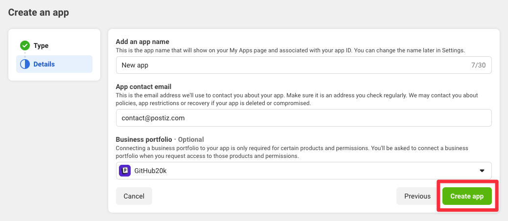 Create an app details page