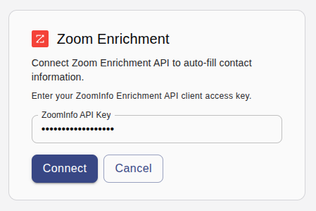 API key input field