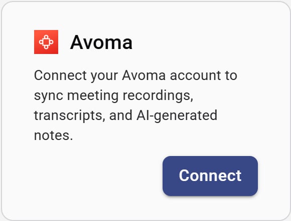 Avoma integration card