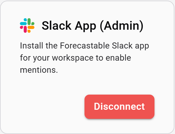 Slack App Admin integration card