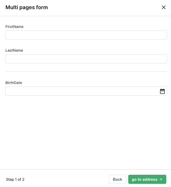 Page 1 of a multi-page action form
