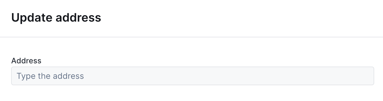 AddressAutocomplete widget on an action form, empty state