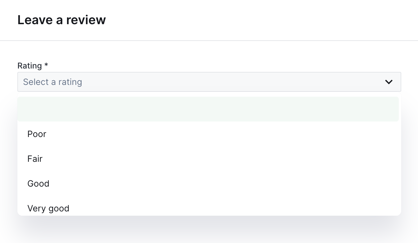 Dropdown widget on an action form