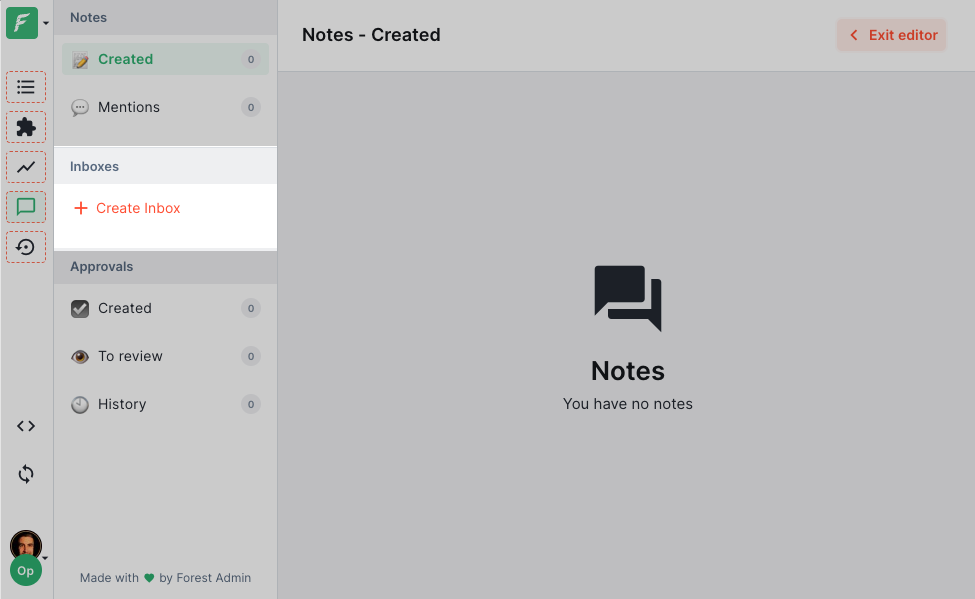Inboxes section in the left navbar
