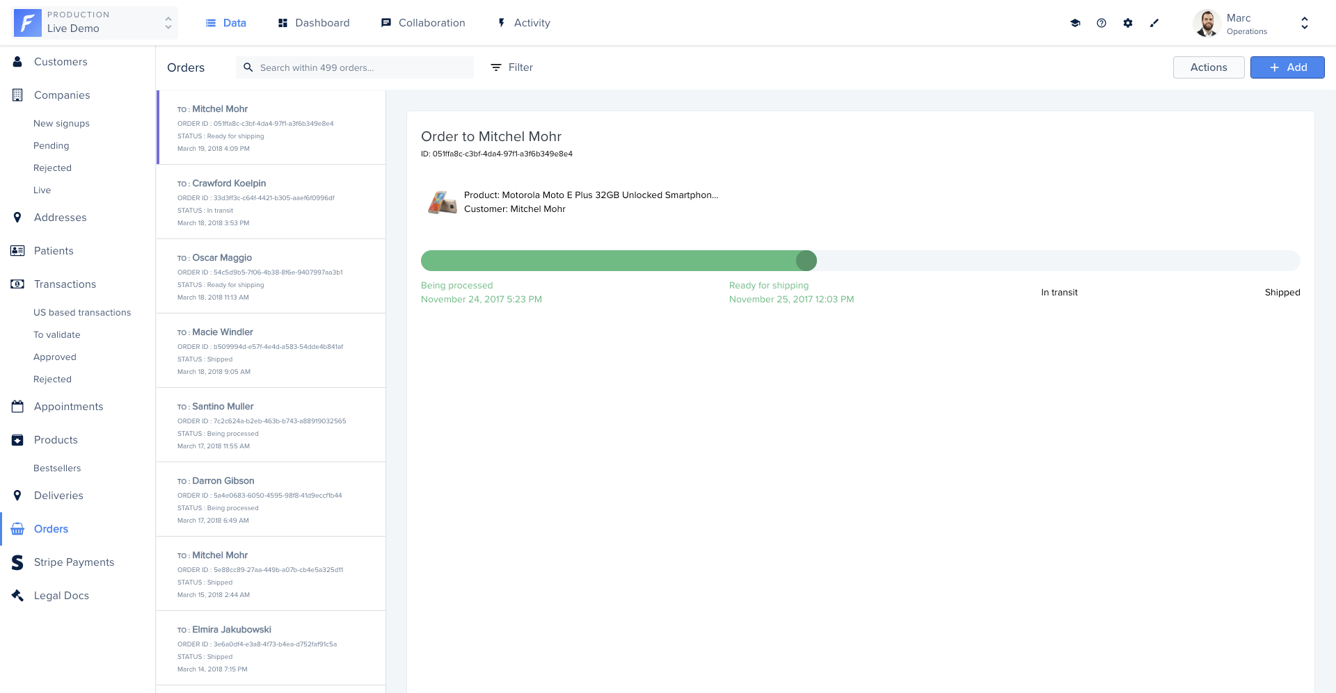 Shipping status Smart View