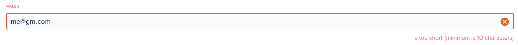 Email too short (not within 10-25 range)