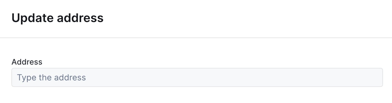 AddressAutocomplete widget on an action form, empty state