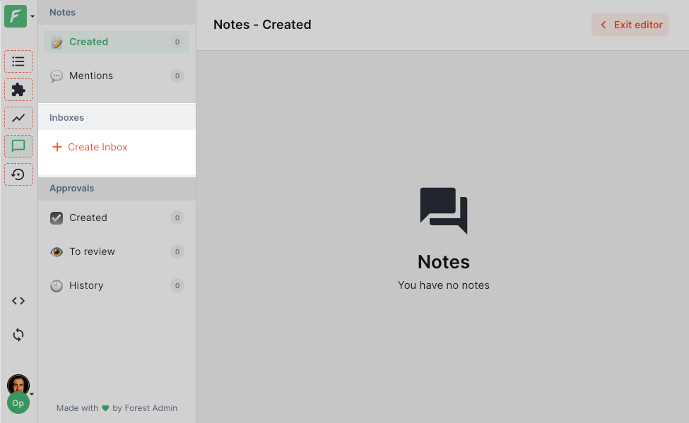 Inboxes section in the left navbar