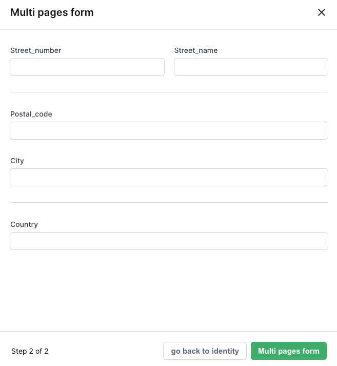 Page 2 of a multi-page action form