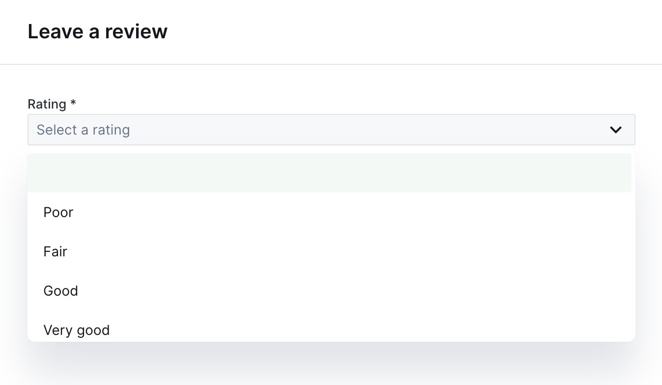 Dropdown widget on an action form