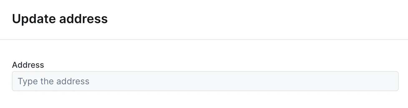 AddressAutocomplete widget on an action form, empty state