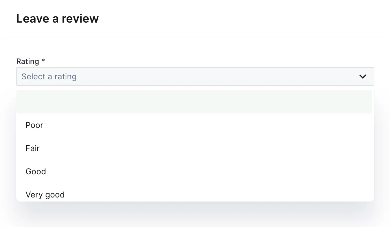Dropdown widget on an action form