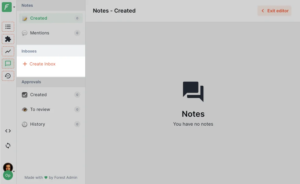 Inboxes section in the left navbar