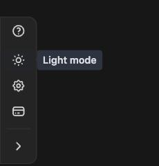 Theme toggle in the left rail
