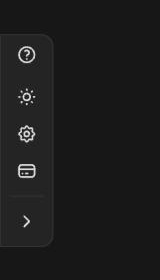 Left rail with user guide, theme, settings, and menu buttons