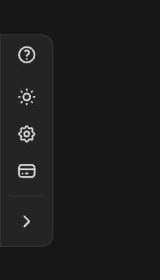 Left rail with user guide, theme, settings, and menu buttons