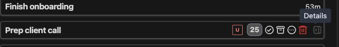 Details button revealed when hovering over a task