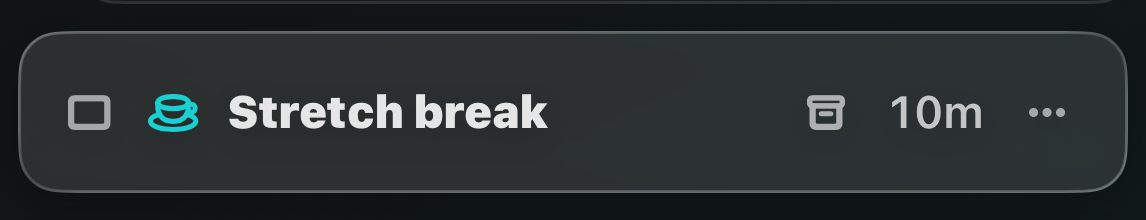 Break task in the list with a cup icon