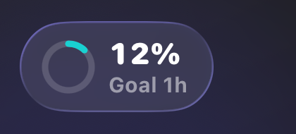 Daily goal pill with progress ring above the task list