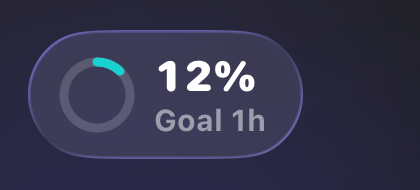 Daily goal pill with progress ring above the task list