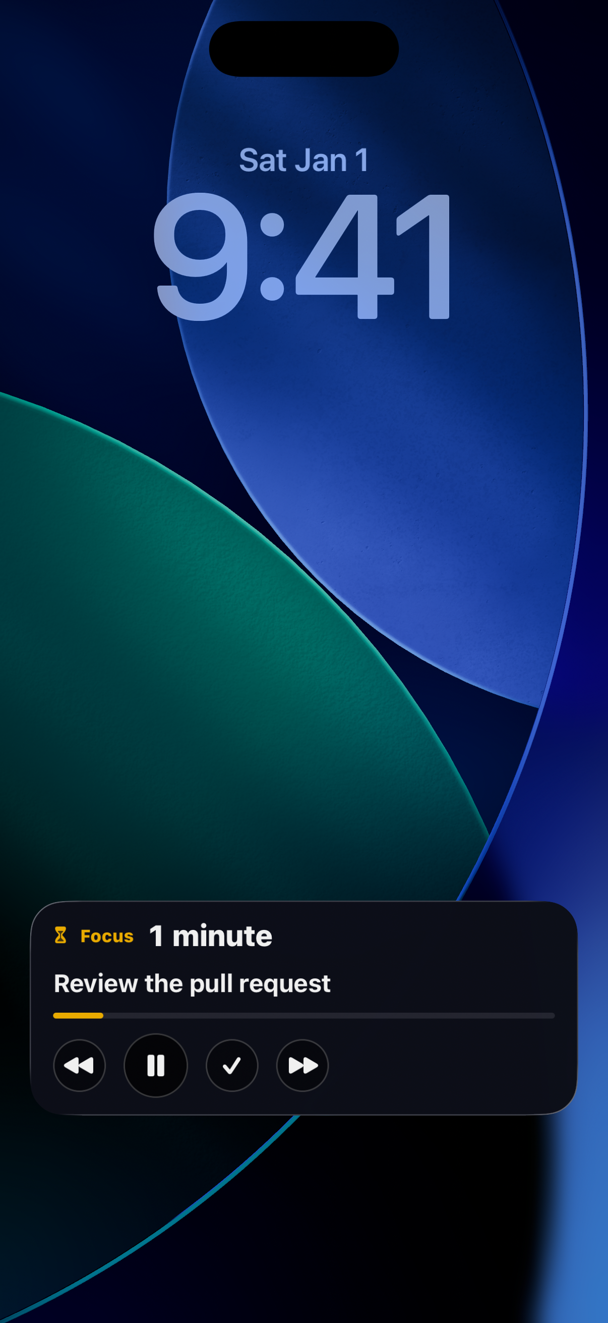 Lock Screen showing the live focus session card