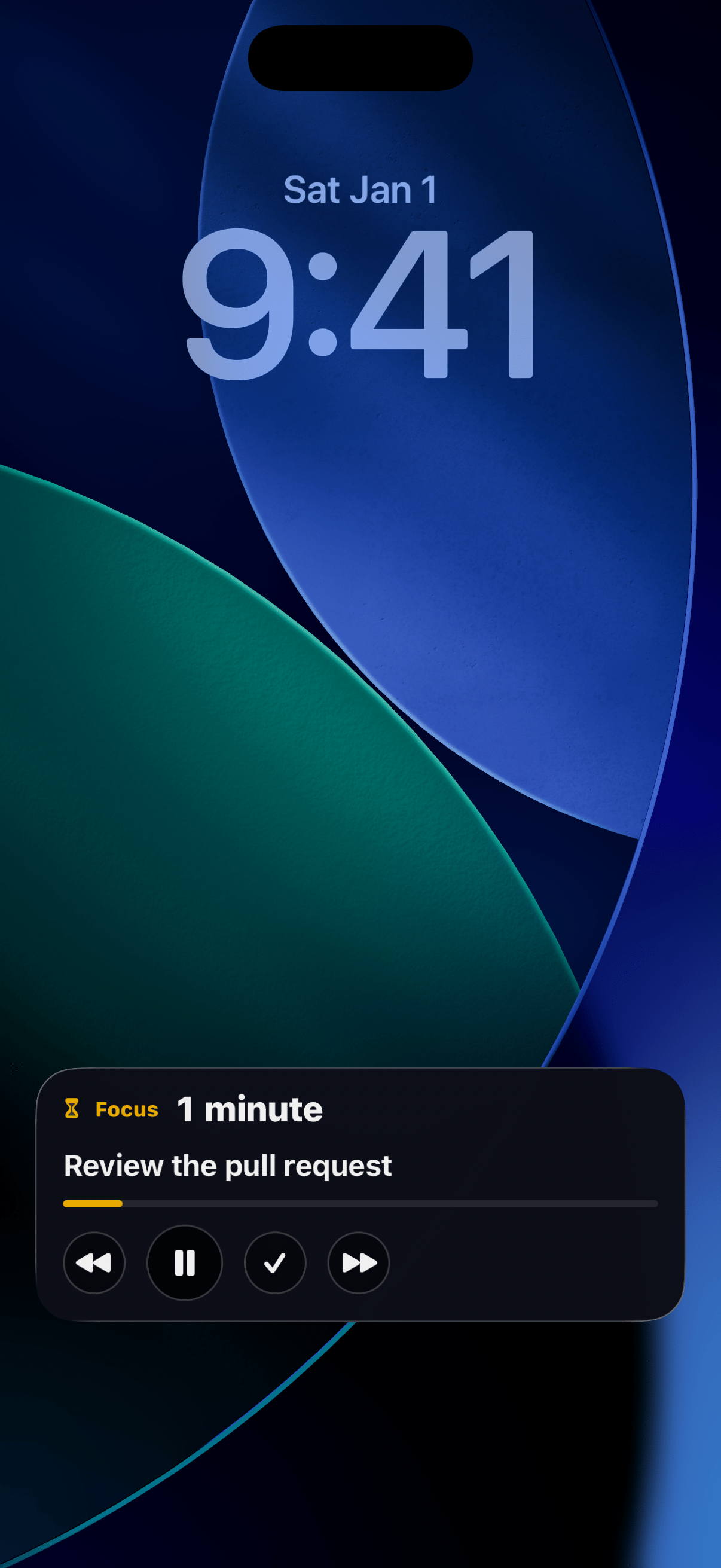 Lock Screen showing the live focus session card