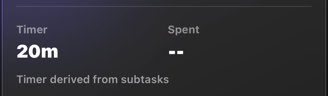 Parent task timer derived from its timed subtasks