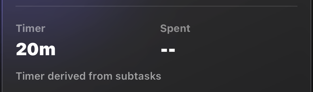 Parent task timer derived from its timed subtasks