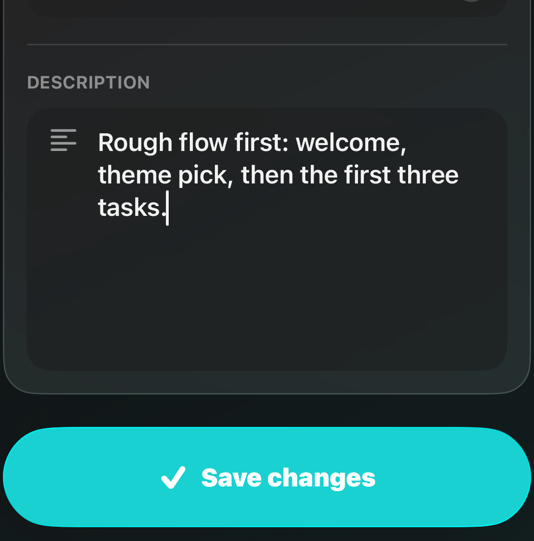 Description field inside the task details view