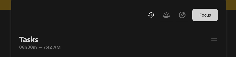 Focus button above the task list