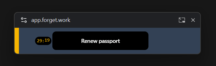 Sticky focus window showing time progress