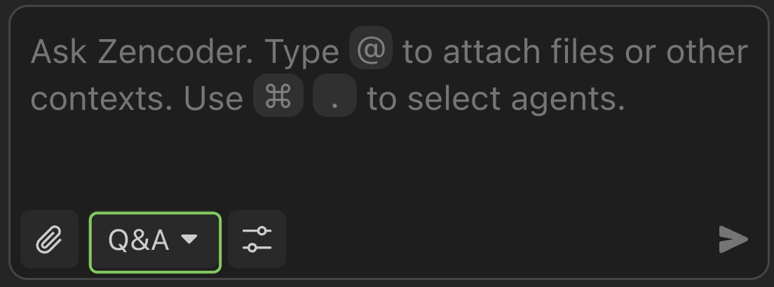Agent selector showing Ask Agent option