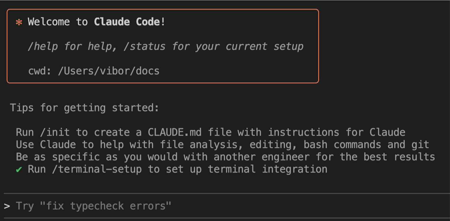 Welcome to Claude Code screen