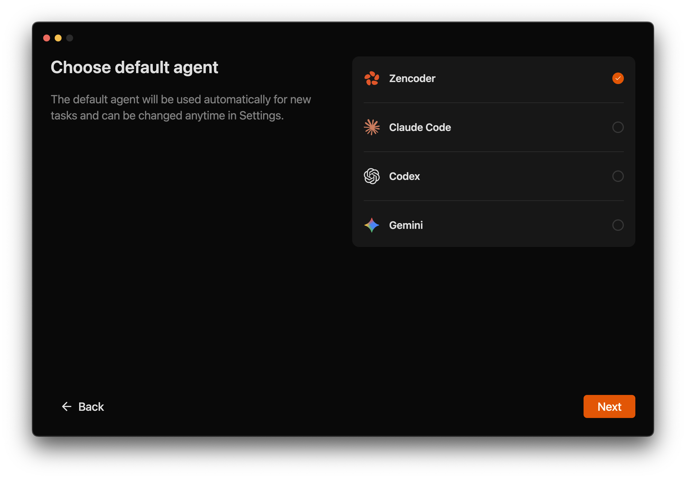 Zenflow confirming whether the selected agent is installed locally