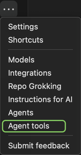 Agent Tools Menu