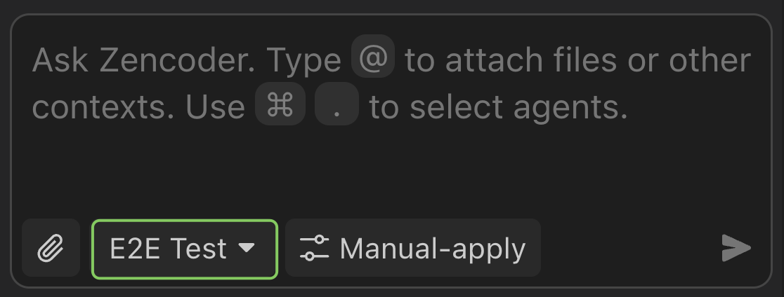 Agent selector showing E2E Test option