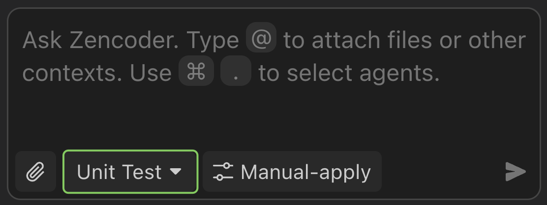 Agent selector showing Unit Test agent option