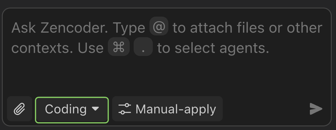 Agent selector showing Coding Agent option