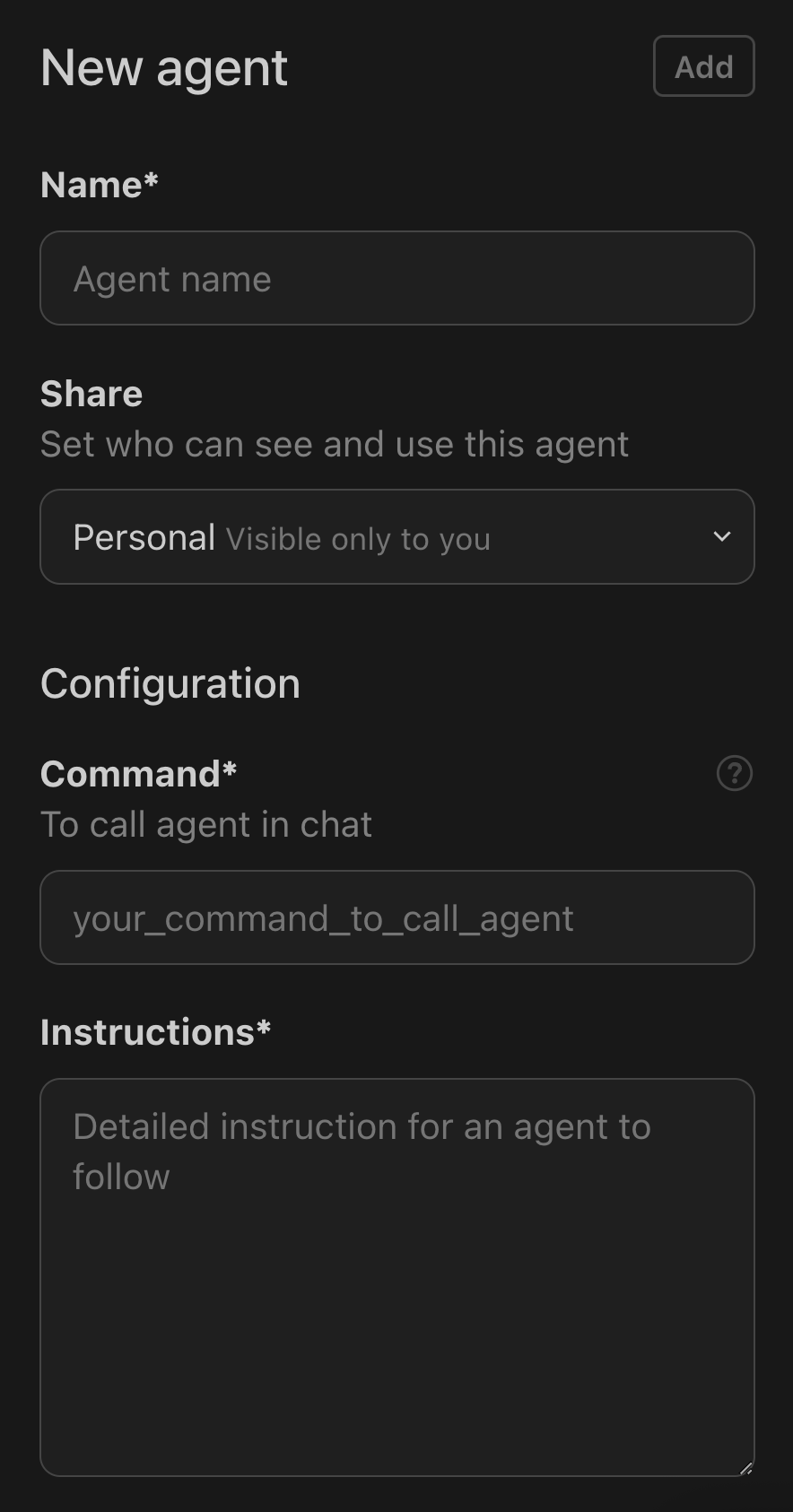 Configuring an Agent