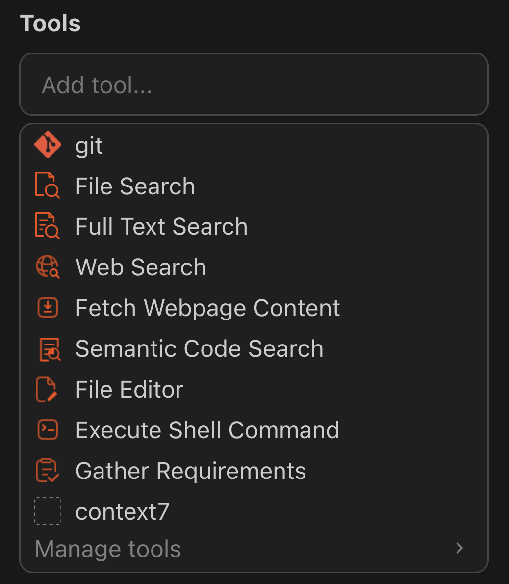 Configuring Agent tools