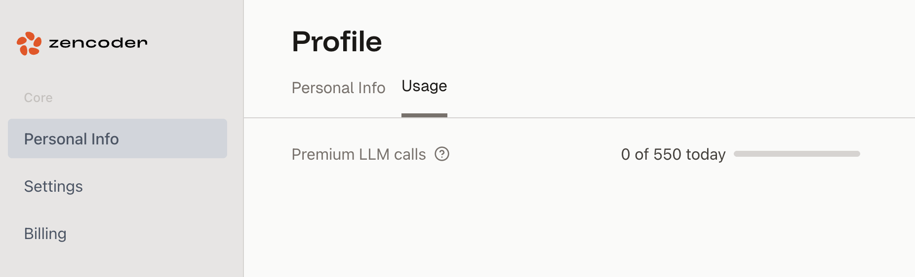 Limits tab in user profile showing daily usage