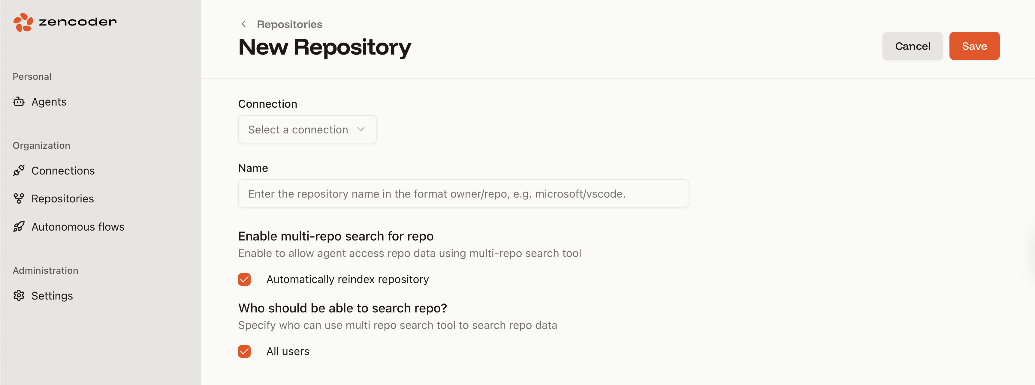 Adding repositories with indexing enabled