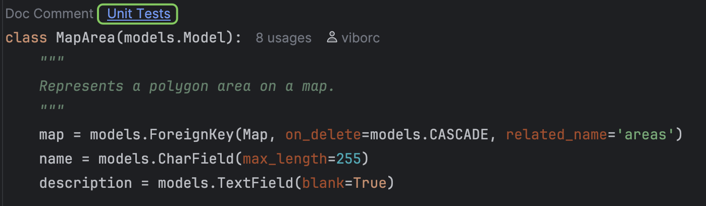 Code Lens showing unit test generation option above a function